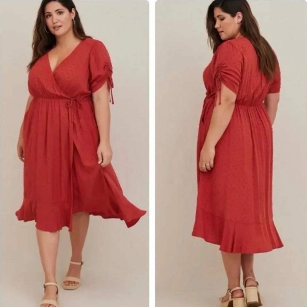 Torrid Red Midi Dress with Ruffle Hem
